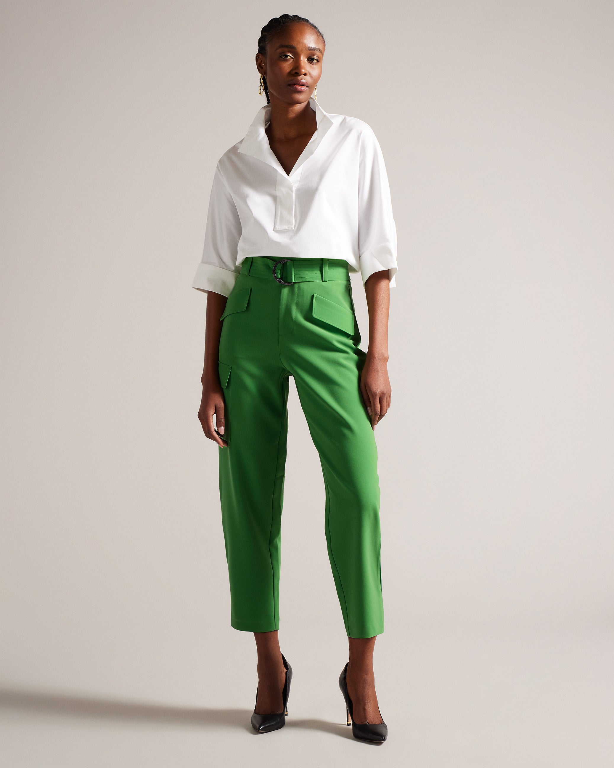 Image 1 of BELTED CARGO TROUSERS from Zara